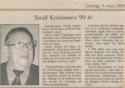 1994.03.09 - Toralf Kristiansen 90 år